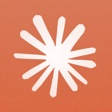 Abstract white burst shape on a textured orange background, resembling a star or snowflake.