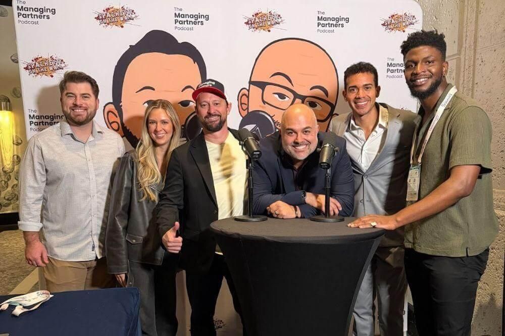 Group of people networking at a conference event