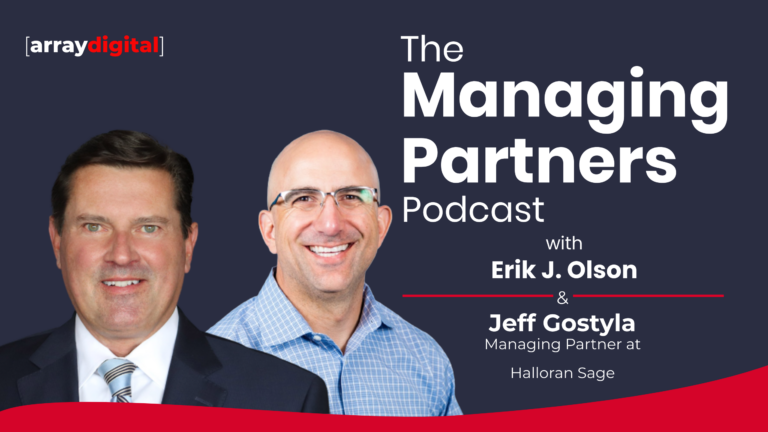 Podcast cover for The Managing Partners with Erik J. Olson and Jeff Gostyla, by Array Digital.