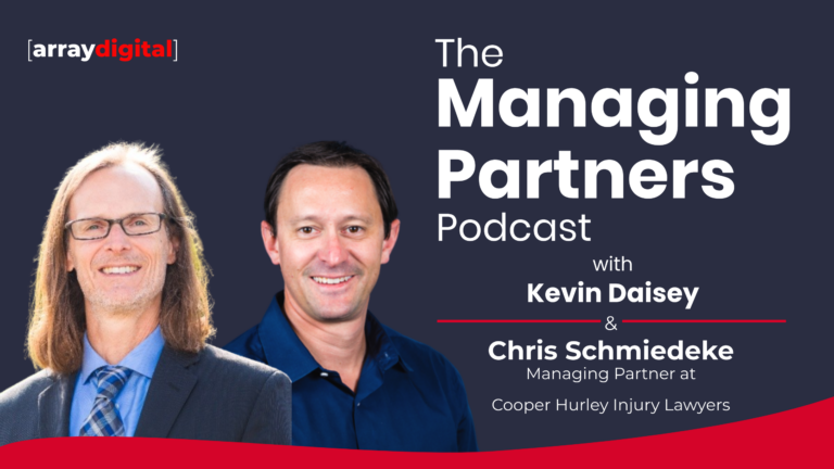 Podcast cover for The Managing Partners featuring hosts Kevin Daisey and Chris Schmiedeke from Cooper Hurley Injury Lawyers.