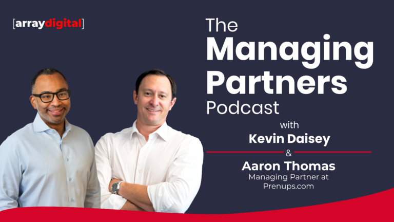 Podcast cover for The Managing Partners featuring hosts Kevin Daisey and Aaron Thomas from Array Digital.