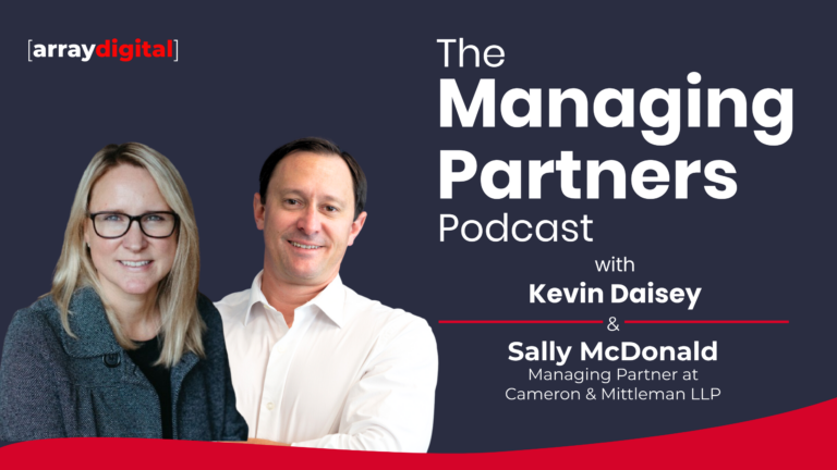 Podcast cover for The Managing Partners Podcast featuring Kevin Daisey and Sally McDonald from arraydigital.