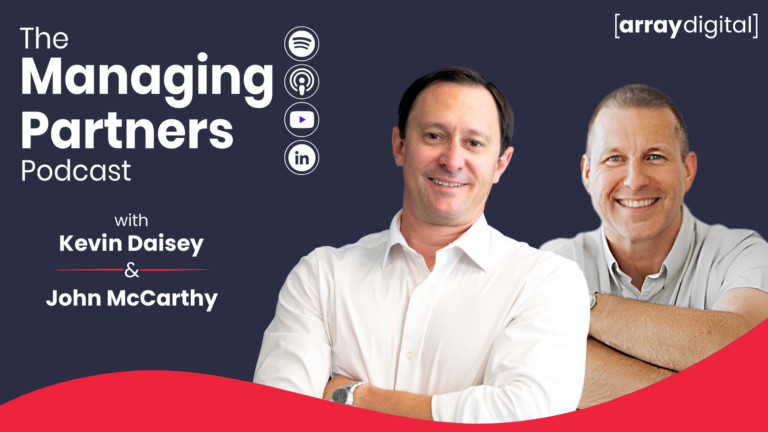Podcast promo for The Managing Partners featuring hosts Kevin Daisey and John McCarthy by Array Digital.