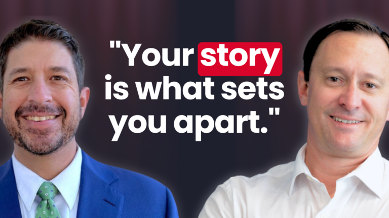 Two men smiling with the text Your story is what sets you apart.