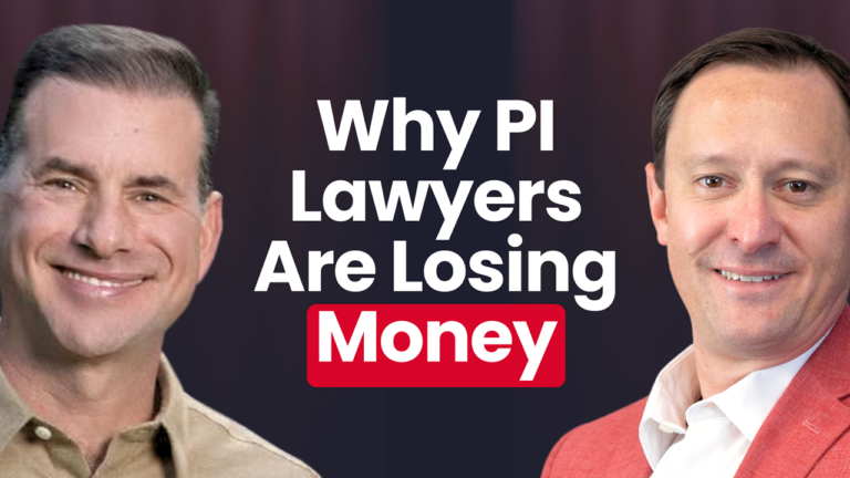 Two men with text: Why PI Lawyers Are Losing Money.