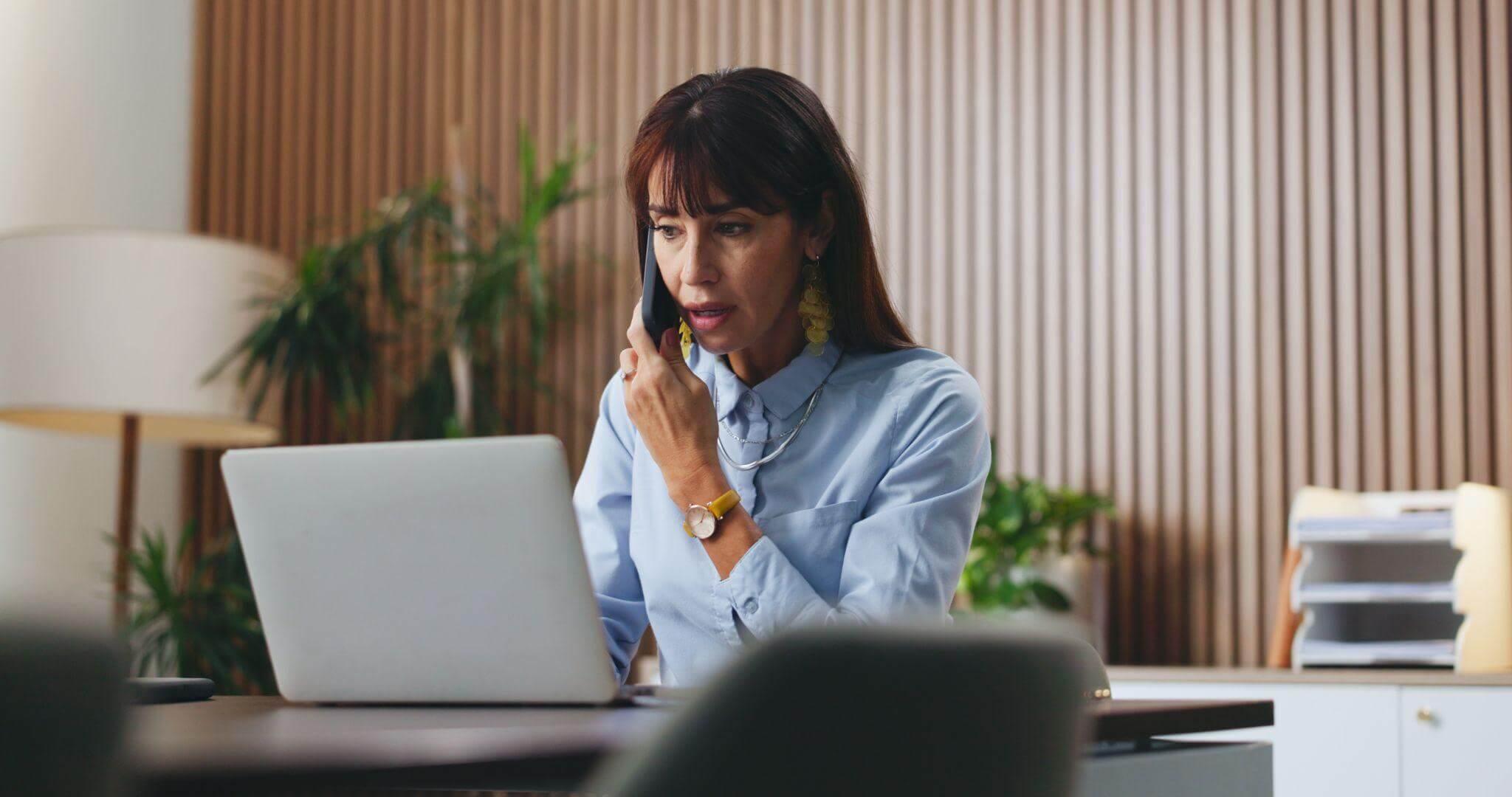 Woman working on a laptop computer